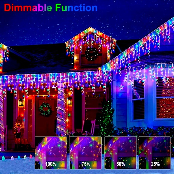 Christmas 66ft Icicle Lights:736 LEDs, 8 Modes, Waterproof Twinkle Magic-